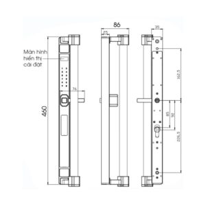 Kích thước khóa đại sảnh ( Remote) Demax SL808 GS LUX