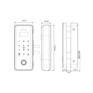 Kích thước khóa thông minh (App wifi) Demax SL900 G Black