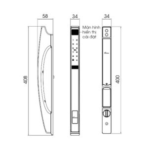 Kích thước khóa thông minh ( App wifi) Demax SL902 BL