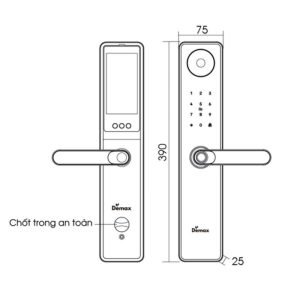 Kích thước khóa thông minh - Màn hình chuông Demax SL-C66 GS