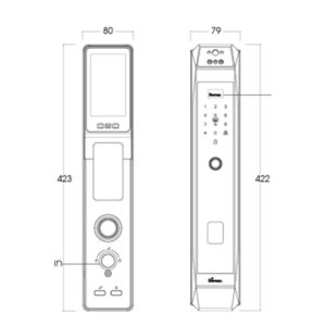 Kích thước khóa thông minh nhận dạng khuôn mặt Face ID-3D SL968 CNC Grey
