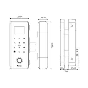 Kích thước khóa thông minh (Remote + App wifi) Demax SL800 G