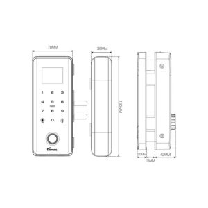Kích thước khóa thông minh (Remote + App wifi) Demax SL800 G Black