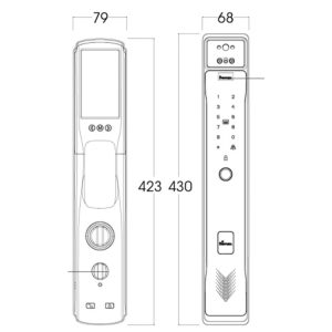 Kích thước khóa thông minh tự động màn hình chuông Demax SL818 AC