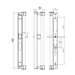 Kích thước tay đẩy khóa đại sảnh biệt thự Demax SL808 BN LUX