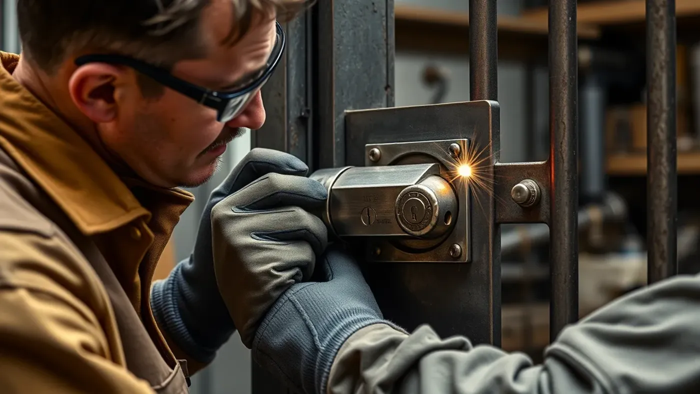 Lắp thân mortise vào hộp cửa sắt