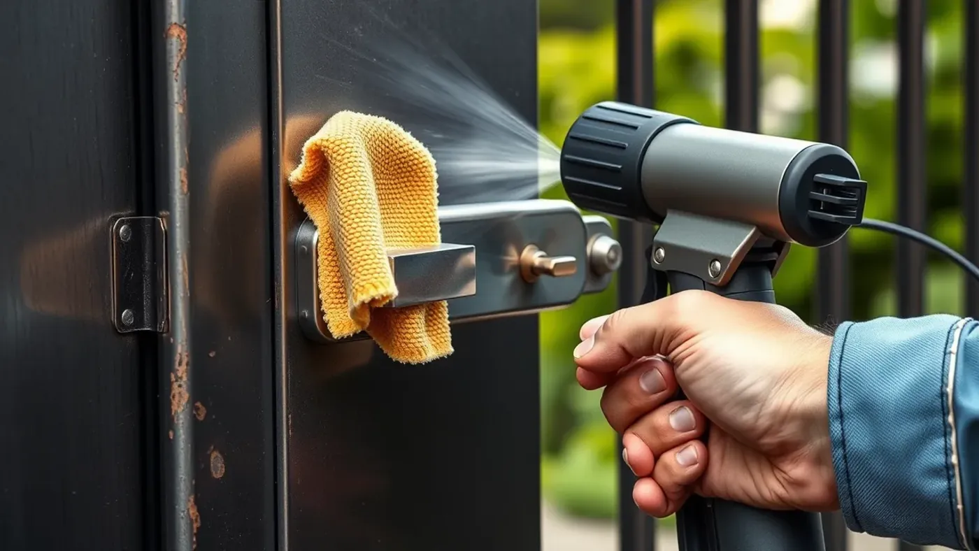 Vệ sinh ổ khoá và miệng đối cửa sắt