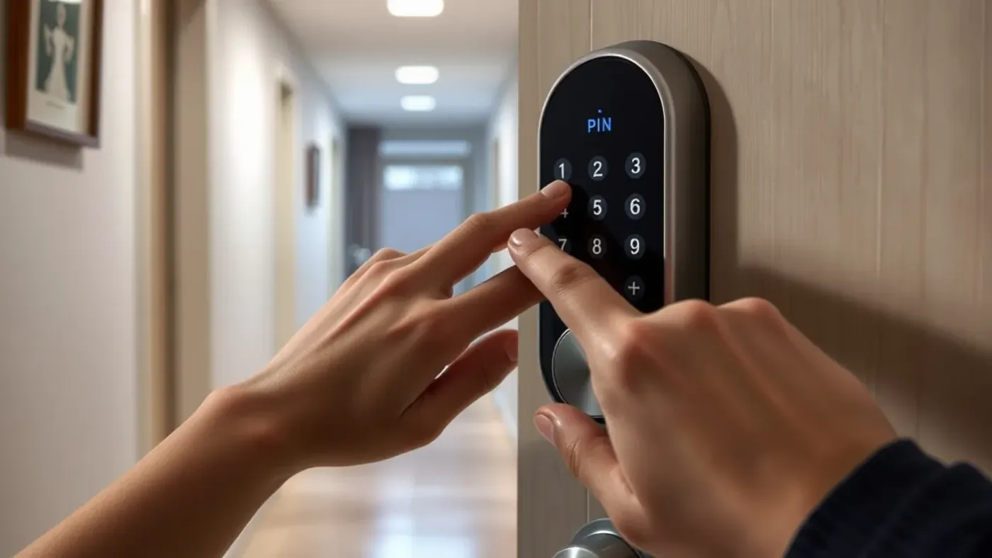 Nhập mã ảo trên bàn phím khoá cửa