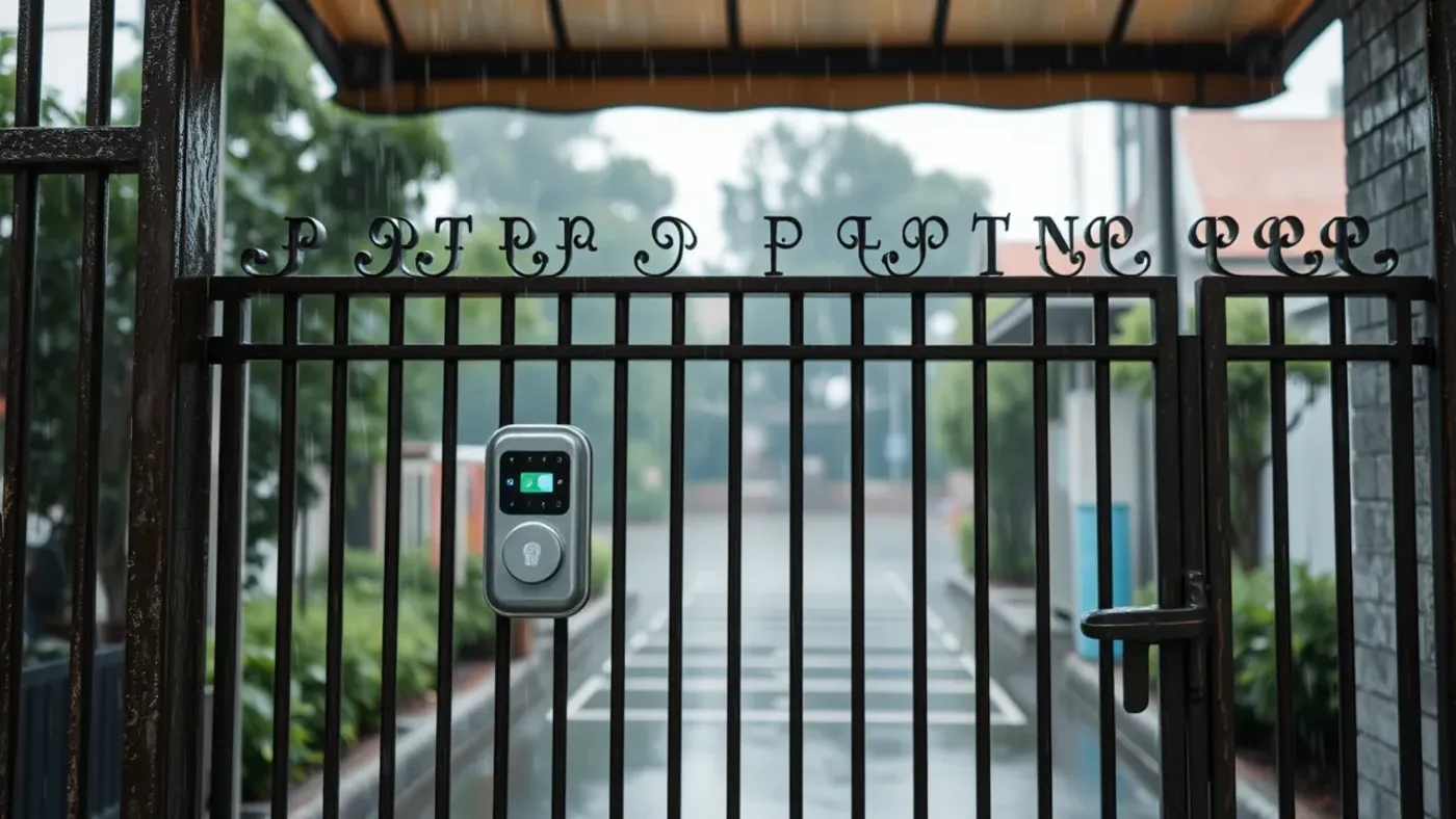 khóa vân tay ngoài trời dưới mái che